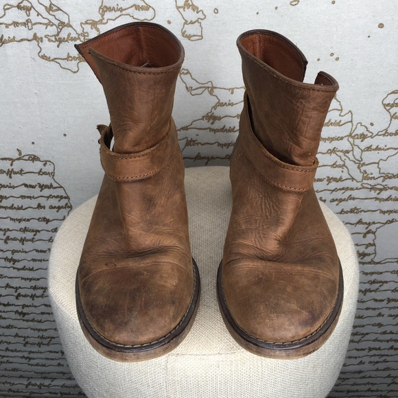 Madewell Women's Approx. Size 7.5 The Biker Boot Distresses Apple Butter Brown - Picture 3 of 16